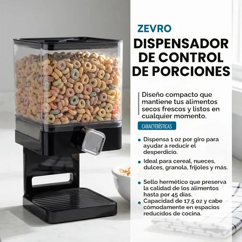 Vista 4 de Zevro Dispensador individual de comida seca edición compacta, Negro