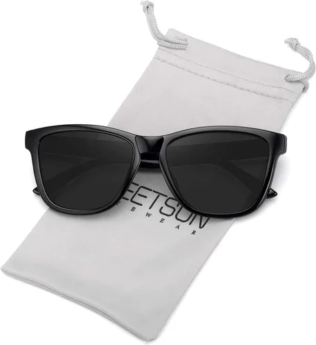 Vista 6 de Meetsun - Lentes de sol polarizados, unisex, modernos, con estilo de diseñador, clásico y retro A1 Negro Brillante