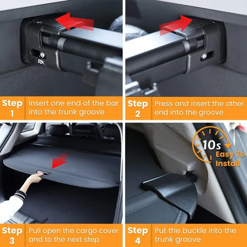 Vista 6 de Cubierta de carga para maletero para Nissan Rogue S SV SL Platinum 2014-2020 retráctil para maletero trasero de carga, cubierta de seguridad