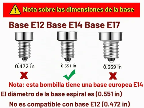 Vista 2 de Bombilla LED E14 con base europea de 4 W, bombillas LED regulables equivalentes a 40 W, bombillas LED con punta de llama, 110 V 2700 K, blanco