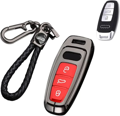 Vista 9 de SANRILY Funda para llave Audi con llavero, negro, gris (Gray-Black)