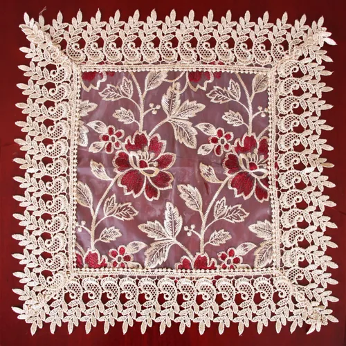 Vista 5 de Camino de mesa de adorno vintage, beige, Burgundy