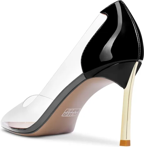 Vista 4 de NobleOnly Zapatos de tacón alto de aguja para mujer, punta cerrada, sexy, para fiesta, clásica, sin cordones, tacones de 3.3 pulgadas