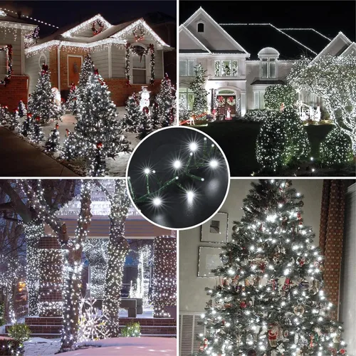 Vista 4 de LAMPHOME 500 Luces LED de Navidad para Exteriores con Destellos en Cadena Extensibles, Decoración Navideña, Luces Enchufables con 8 Funciones