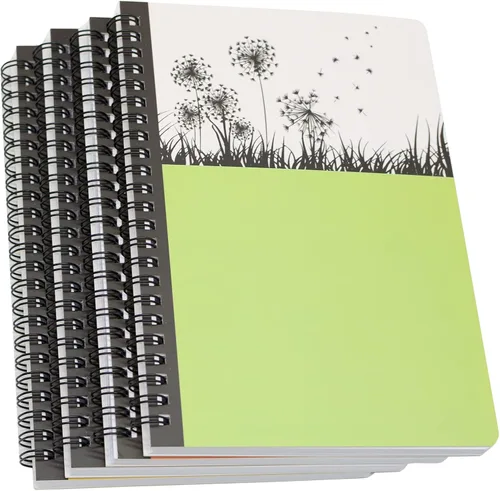 Vista 12 de Yansanido Cuaderno de espiral, 4 piezas A5 de tapa dura gruesa con diseño de gato, 0.315 in, 4 colores, 80 hojas, 160 páginas para estudio y notas