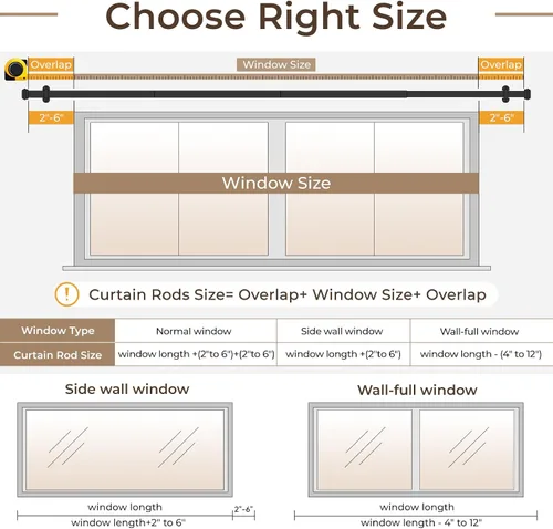 Vista 7 de Barras de cortina opacas de 1 pulgada para ventanas y patios, divisores de habitación ajustables, montaje en pared y montaje en techo