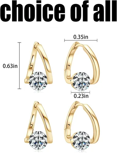 Vista 7 de Lymphatic Earrings for Women Silver Zircon Hoop Huggie Earrings Dainty Fashion Jewelry Gifts A1ï¼ 2 pares de pendientes linfáticos dorados