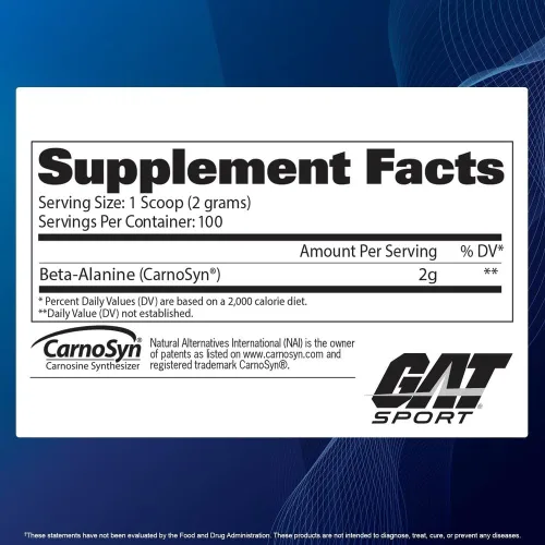 Vista 2 de GAT SPORT Suplemento de beta alanina, 7.05 oz