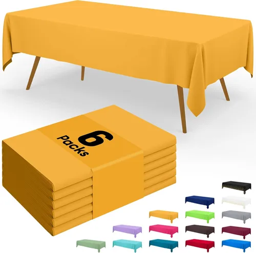 Vista 110 de Smiry - Juego de 6 manteles desechables, 54 x 78 pulgadas, manteles impermeables rectangulares para fiestas, cubierta de mesa de plástico