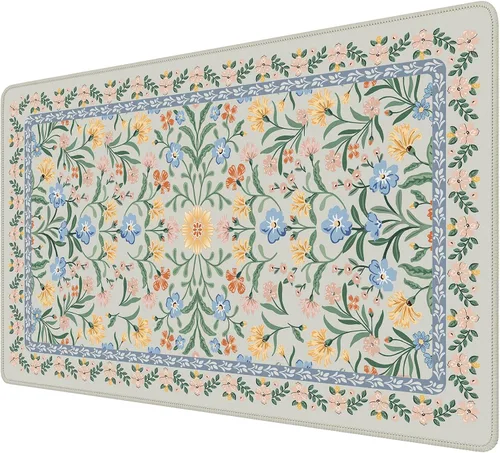 Vista 24 de iCasso Alfombrilla de mouse estética pequeña con diseño floral, mini alfombrilla de mouse portátil rosa, antideslizante y cómoda, de tela para mouse
