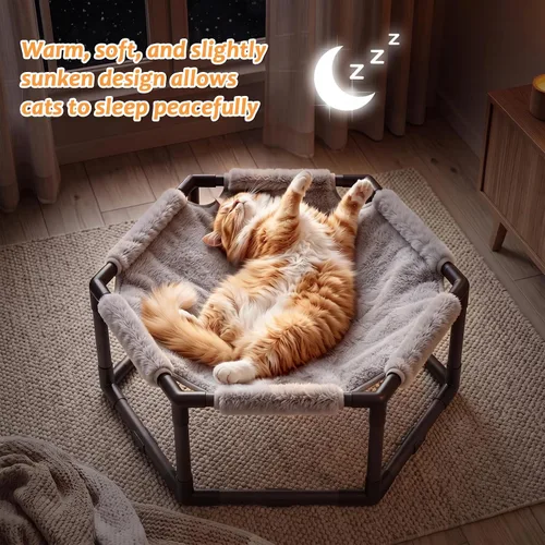 Vista 6 de Hamaca elevada para gatos, silla de salón hexagonal elevada para gatos