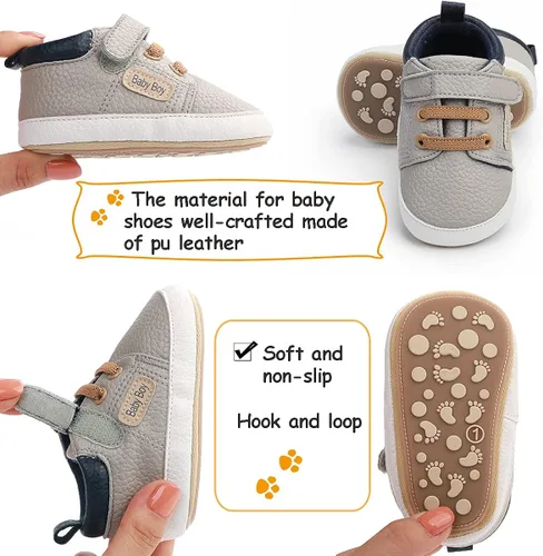 Vista 3 de BENHERO - Zapatos Oxford para bebés niños y niñas mocasines de suela suave y piel sintética tenis de suela de goma anti-deslizantes tenis para bebés