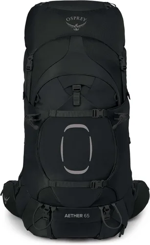 Vista 6 de Osprey Aether 65L Mochila de mochilero para hombre, color negro, S/M, ajuste extendido