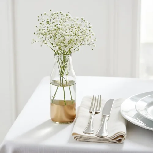 Vista 5 de Hosley Juego de 12 jarrones pequeños de cristal dorado de 5.5 pulgadas a granel para tallos individuales, decoración de centro de mesa para bodas