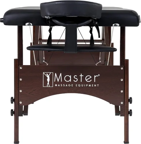 Vista 6 de Master Massage Argo - Mesa portátil de spa y belleza de 28 pulgadas, color negro con patas de nogal