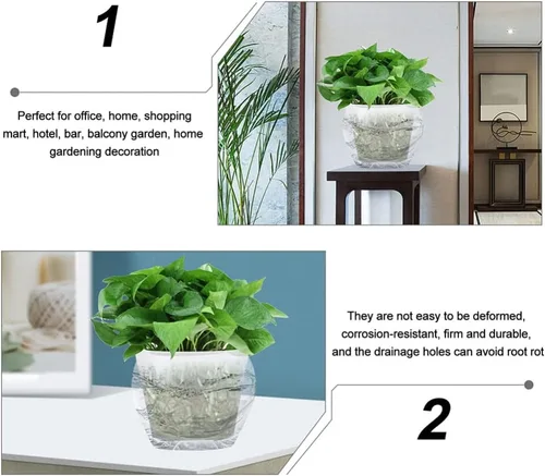 Vista 7 de Scicalife Maceta de plástico para guardería, maceta transparente para control de raíces, maceta de un galón para jardín, patio, balcón, oficina