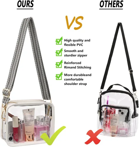 Vista 5 de Bolso cruzado transparente para mujer, bolso transparente aprobado por estadios con correa ajustable