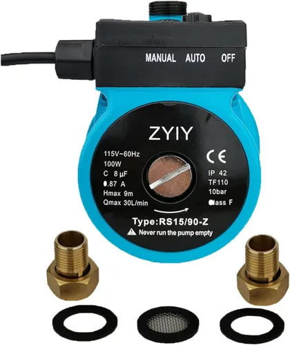 Vista 8 de Bomba de circulación/recirculación de agua caliente de 115 V con temporizador, bomba de circulación de 3 velocidades, máx. Q/H: 8.4 GPM/16.7 pies