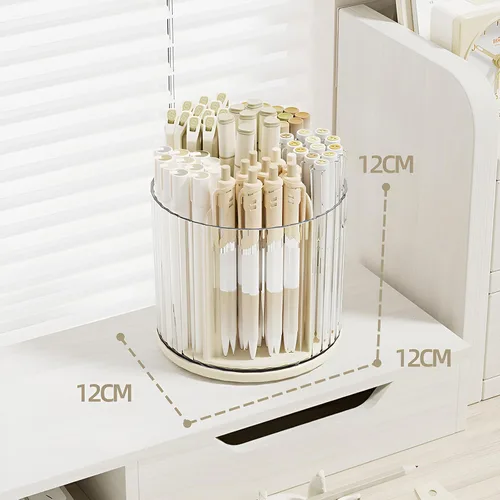 Vista 6 de Soporte de rotación para bolígrafos para escritorio, lindo recipiente para lápices, organizador de escritorio y accesorios para niñas, niños, Beige