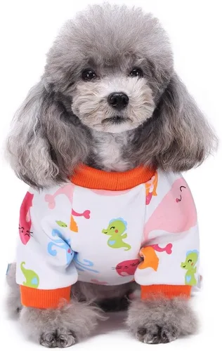 Vista 4 de s-lifeeling Disfraces de perro para chamarra para interiores y exteriores Mermaid Patrón cómodo cachorro pijamas suave perro Jumpsuit Camisa mejor