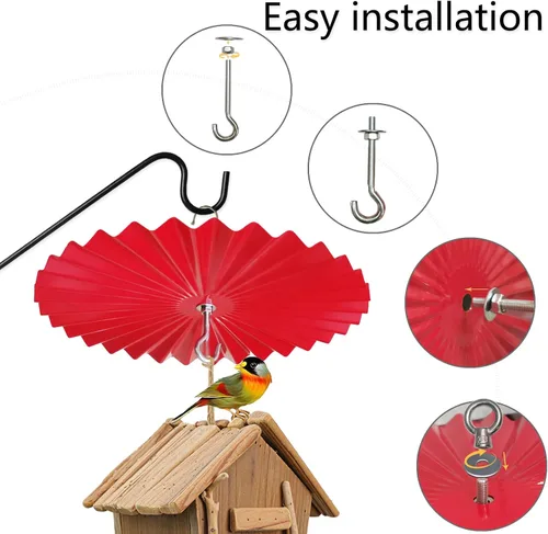Vista 6 de Paquete de 2 cúpula y protector de pájaros de 11.5 pulgadas, deflector colgante de metal para postes y comederos de pájaros