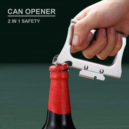Vista 5 de Abrelatas manual de seguridad 2 en 1 (borde suave) y abrebotellas para artritis y manos débiles
