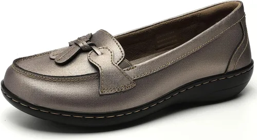 Vista 2 de Artisure Mocasines de cuero clásicos y cómodos para mujer, estilo casual, con borlas, bonitos zapatos de vestir para el trabajo, oficina, zapatos