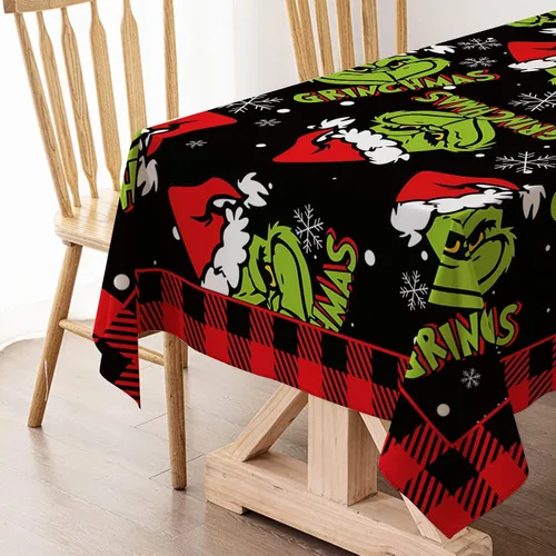 Vista 5 de Hafangry Mantel Verde de Navidad con Diseño de Árboles de Navidad para Fiestas de Invierno y Vacaciones, Decoración Rectangular para Cocina