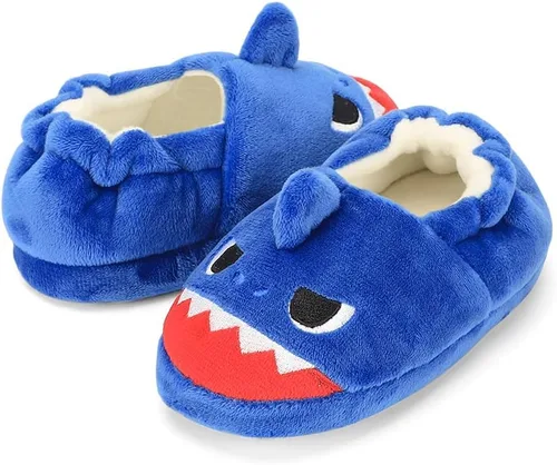 Vista 5 de KAKU NANU Pantuflas para niños pequeños con dibujos animados de animales, para niñas y niños, cálidas, de forro polar, para el hogar