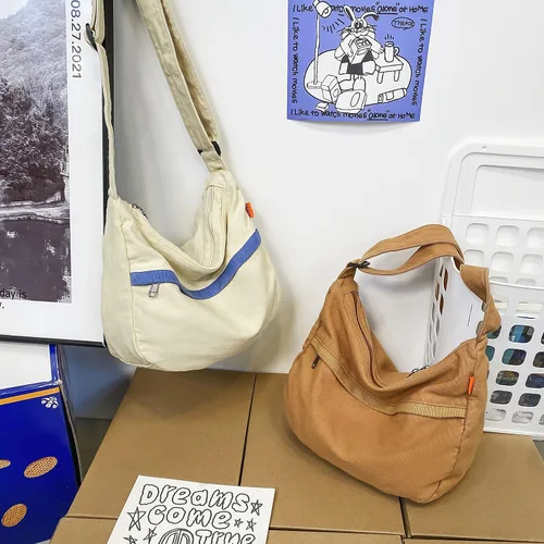 Vista 7 de Bolso bandolera casual de lona para mujeres y hombres