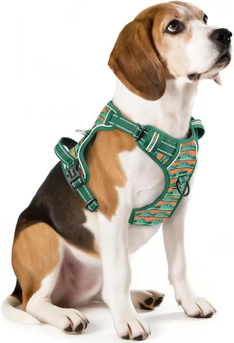Vista 36 de HEELE Arnés para perro pequeño sin tirones con mango suave, arnés reflectante ajustable, color negro, XS Reflective Front Clip Vest with Control