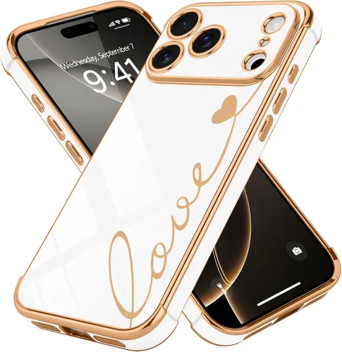 Vista 58 de LCHULLE Funda para iPhone 13 para mujeres y niñas, lindo corazón de amor Negro