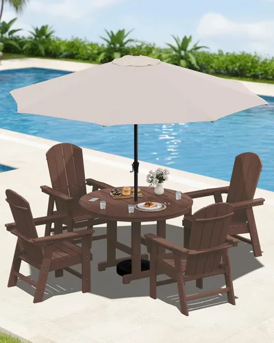 Vista 33 de SERWALL Juego de sillas de comedor Adirondack para exterior, conjunto de 2, sillas de patio de HDPE resistentes a todo clima, color negro