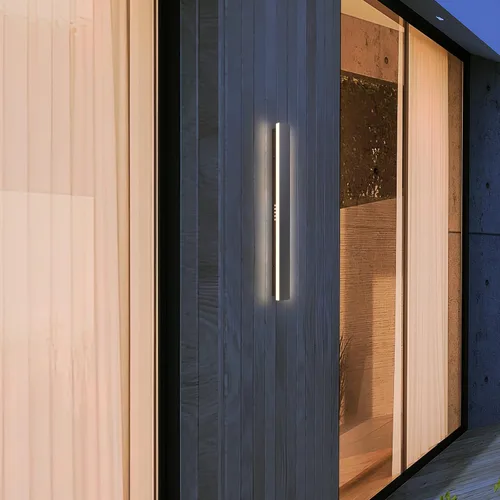 Vista 7 de LEEKI - Lámpara exterior moderna de 24 pulgadas - Luminaria exterior rectangular - 19W 3000K - IP65 Antióxido - Negro