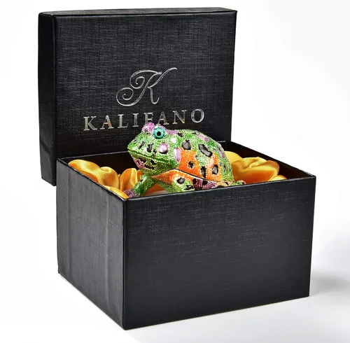 Vista 4 de KALIFANO - Joyero decorativo para mujer con cristales Swarovski y piedras preciosas en forma de lagartos hecho a mano para almacenamiento