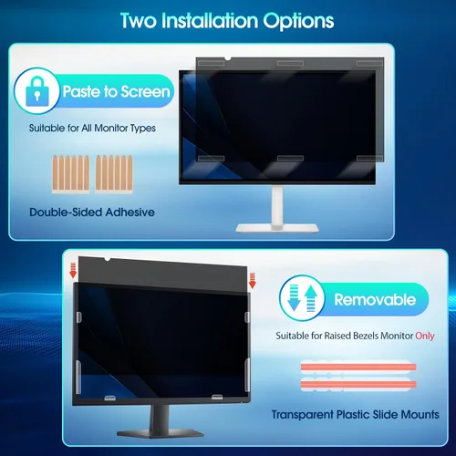 Vista 8 de YAKAI Paquete de 2 filtros de pantalla de privacidad para computadora de 24 pulgadas para monitor de pantalla ancha de relación de aspecto 16:9