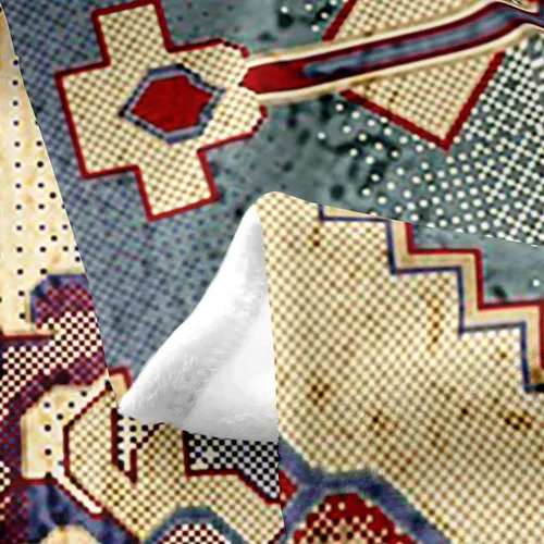 Vista 3 de Erosebridal Manta Bohemia de Tiro 40x50 Pulgadas, Retro Azul Amarillo Degradado Rojo Floral Bohemio Tribal de Vellón, Vintage Antiguo Enrejado