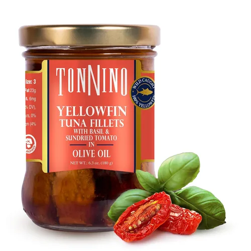 Vista 12 de Tonnino Filetes de atún bajos en calorías y sin gluten de aleta amarilla en aceite de oliva, 6.3 onzas, chile tailandés picante (paquete de 6))