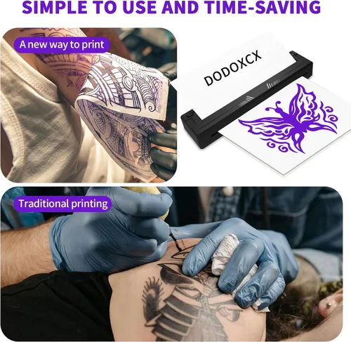 Vista 5 de Máquina impresora de plantillas de tatuajes para principiantes y artistas, con 10 piezas de papel de transferencia de tatuajes, impresora térmica