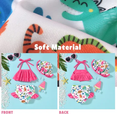 Vista 3 de Aalizzwell Traje de baño para niñas pequeñas con sombrero