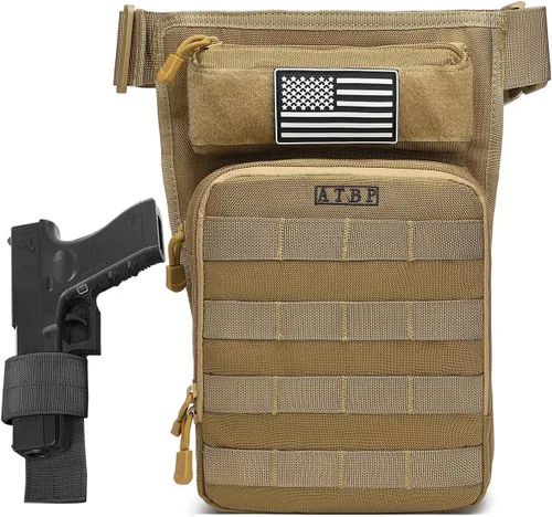 Vista 9 de Bolsa Táctica de Motocicleta para Pierna con Funda de Muslo y Holster para Pistola de Hombres para Caza y Tiro al Blanco con Almacenamiento