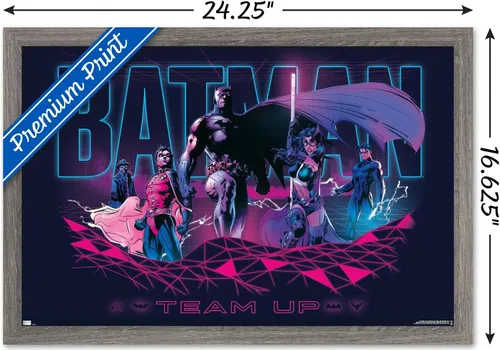 Vista 3 de Trends International DC Comics Batman - Póster de pared, 22.4 pulgadas de largo x 14.7 pulgadas, versión enmarcada en madera de granero