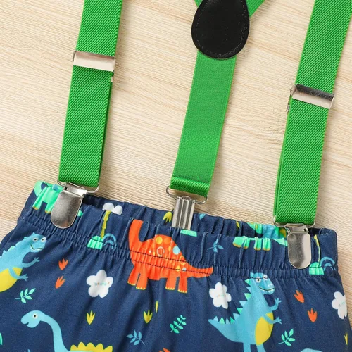 Vista 6 de Viworld Conjunto de ropa de manga corta con tirantes ajustables en Y para bebé, para el primer cumpleaños
