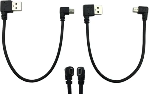 Vista 10 de CERRXIAN Mini cable USB de 9 pulgadas, mini USB en ángulo recto y ángulo izquierdo macho a USB tipo A 2.0 en ángulo izquierdo, cable de Combo USB A