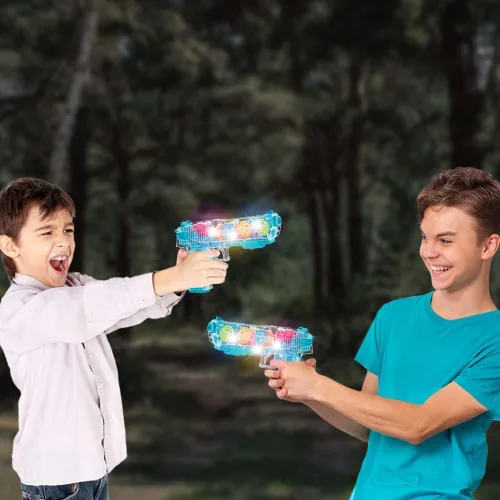 Vista 6 de ArtCreativity Pistola de juguete iluminada para niños, pistola espacial de acción con luces, sonidos y engranajes móviles, baterías incluidas