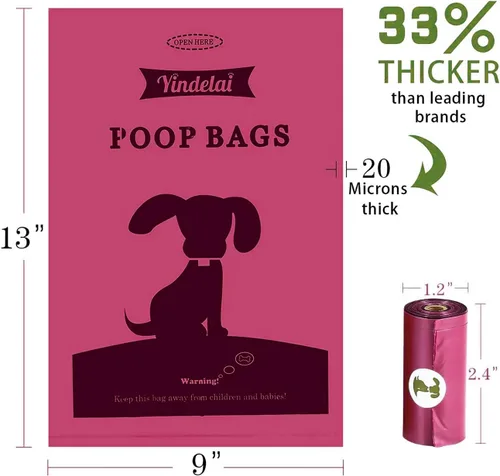 Vista 2 de Bolsa para excrementos de perro, 26 rollos (390 unidades), bolsas biodegradables para desechos de perros con 1 dispensador gratis, bolsas