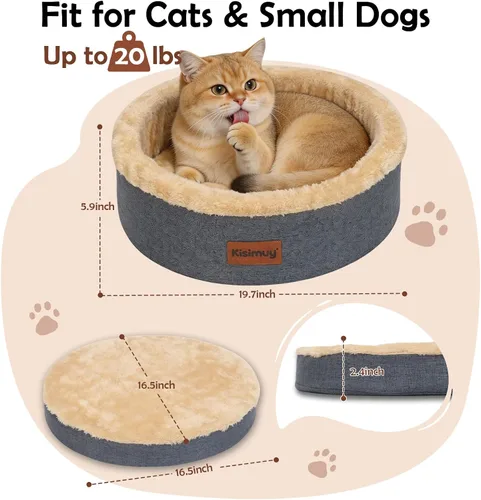 Vista 5 de Cama redonda calmante para gatos y perros para gatitos Gris
