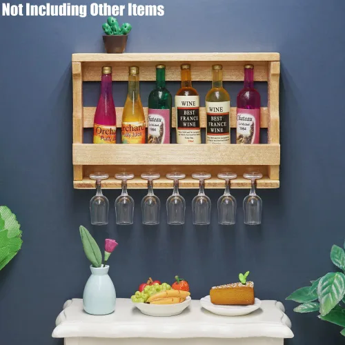 Vista 7 de Odoria Estante miniatura para botellas de vino 1/12 con vasos, accesorios de decoración de casa de muñecas