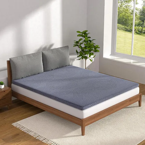 Vista 8 de VECELO Cubrecolchón de espuma viscoelástica con infusión de gel, tamaño individual, protector de colchón fresco de 2 pulgadas con funda lavable