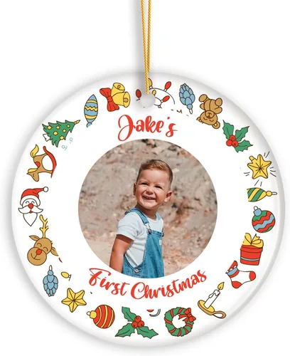 Vista 21 de Adornos de Navidad personalizados con foto, adorno de recuerdo personalizado con nombre de bebé, nuevo regalo de bebé, recuerdo de bebé